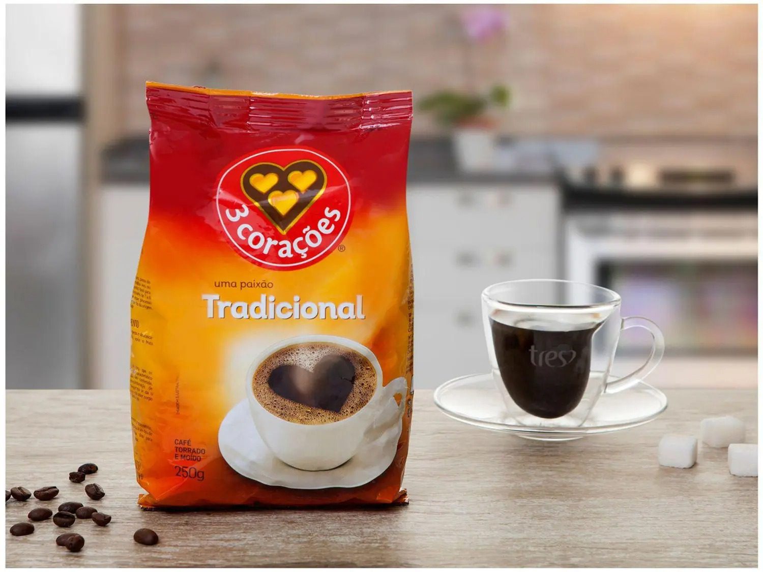 Café, Torrado e Moído, Tradicional, Pacote, 250g, 3 Corações na Amazon