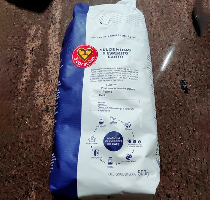 Café, Torrado em Grãos, Sul de Minas, Pacote, 500g, 3 Corações na Amazon