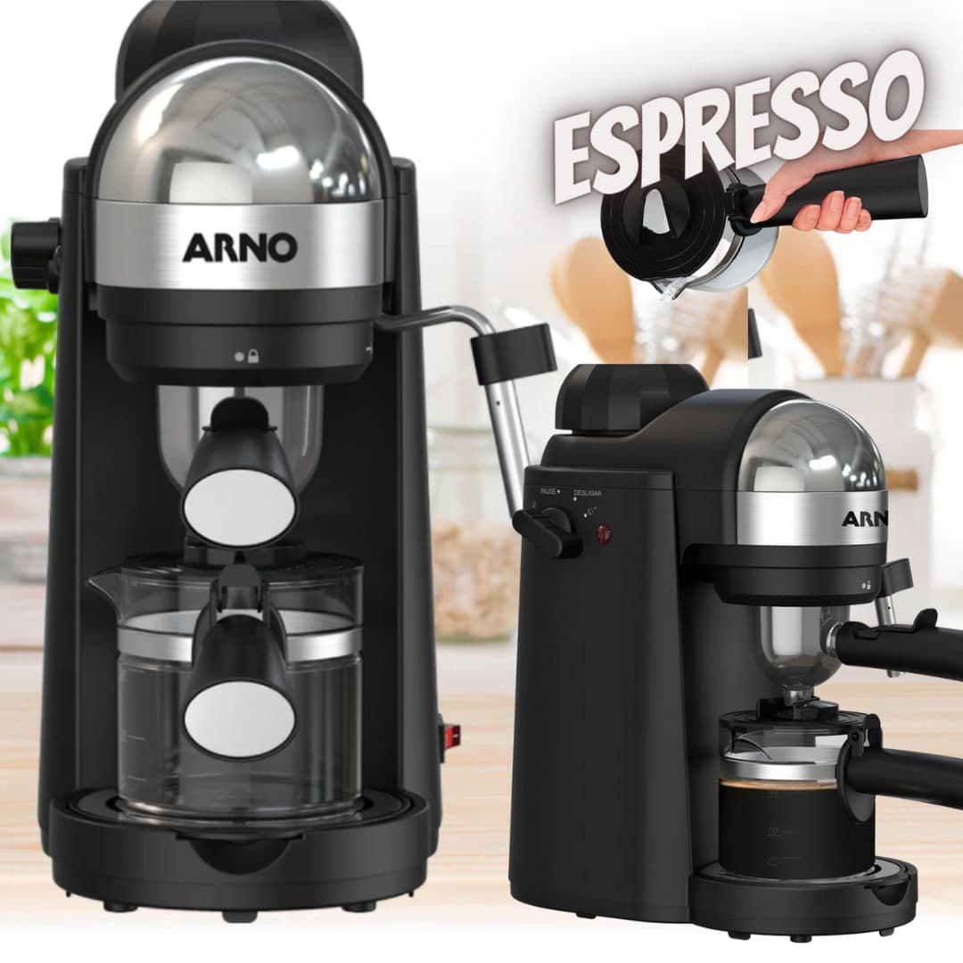 Cafeteira Espresso Arno Mini Espresso Compacta 1000W com acabamento Inox, bico vaporizador para leite e 4 bar de pressão CMME 127v na Amazon
