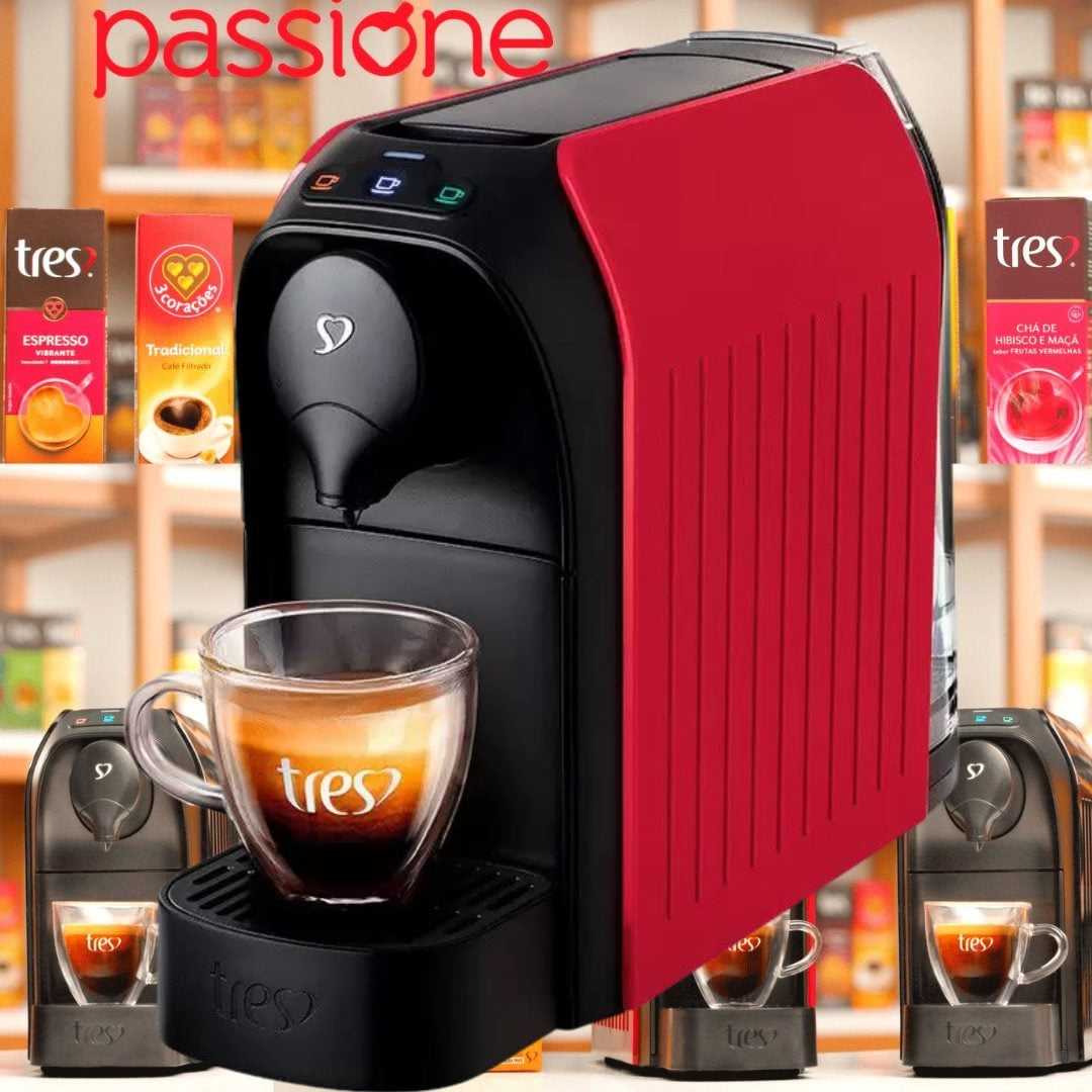 Cafeteira Espresso Três, Passione, Vermelha, 127V, 3 Corações na Amazon
