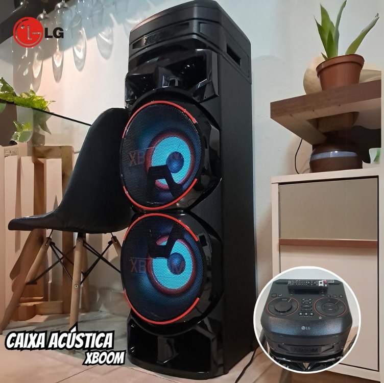 Caixa Acústica LG Xboom RNC9 – Multi Bluetooth, Graves Potentes, Entrada de Microfone e Guitarra na Amazon