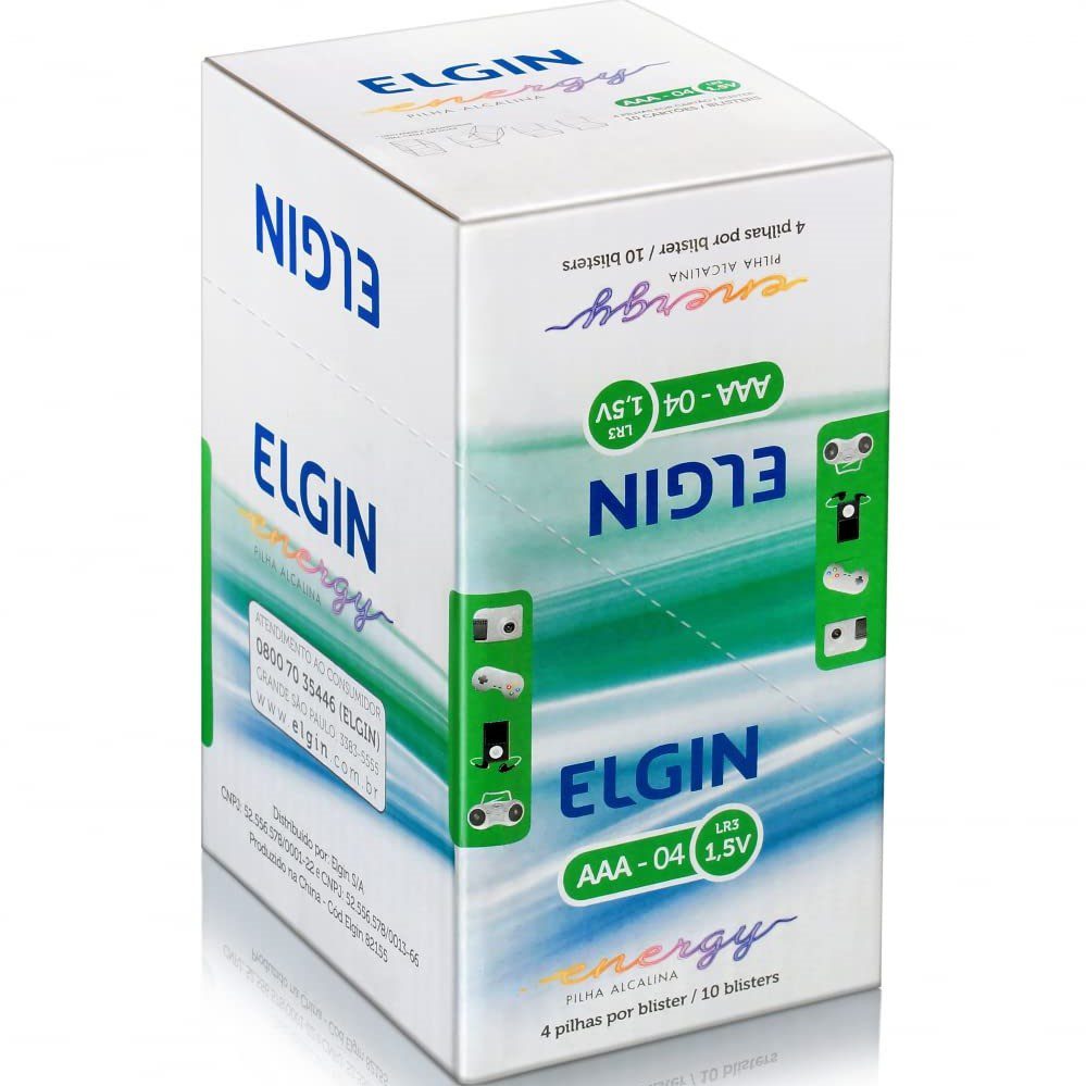 CAIXA CONTENDO 10 CARTELAS COM 4 PILHAS TIPO AAA ALCALINAS Elgin na Amazon