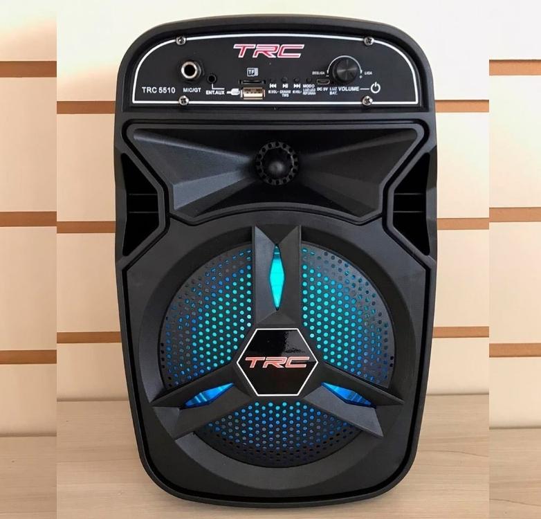 Caixa de Som Amplificada Portátil TRC 5510 com Bluetooth, Entrada USB, Iluminação em Led e TWS – 100W RMS na Amazon