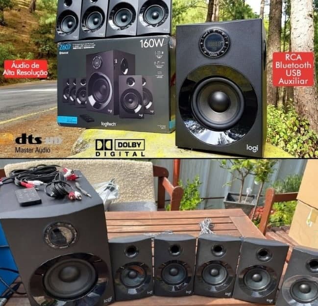 Caixa de Som Multimidia Logitech Z607, Som Surround 5.1, Bluetooth e 3,5mm, Rádio FM, USB e Leitor SD – 980-001321 na KaBuM!