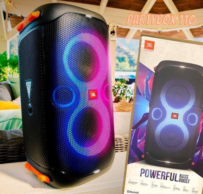 Caixa de Som Portátil JBL PartyBox JBLPARTYBOX110BR, LED, 160W RMS, Bluetooth, Á Prova de Respingos, Preto – 58035030 na Magazine Luiza