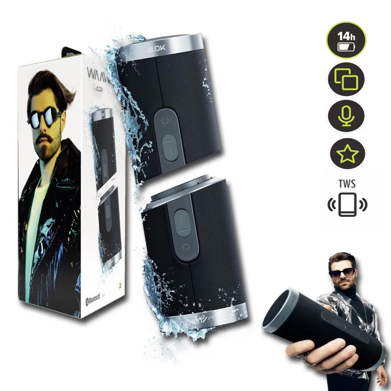 Caixa de Som Portátil WAAW by Alok US 200SB, 20W, DUO Bluetooth TWS, Resistente à Água IPX6, Preto – WAAW0003 na Magazine Luiza