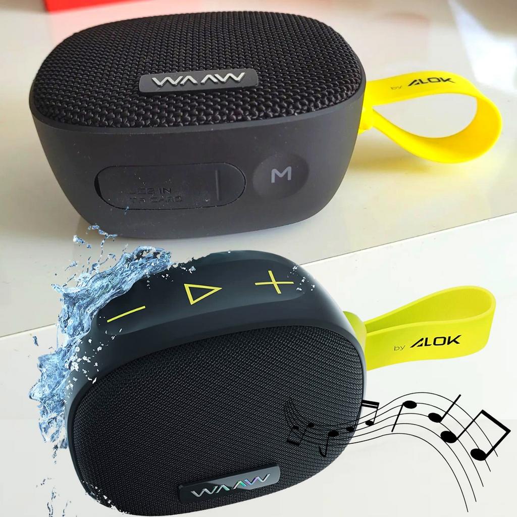 Caixa de Som WAAW by ALOK ME 100SB Speaker Bluetooth e Cartão de Memória, 12 Horas de Reprodução, Resistente à Água IPX6 e Hands Free, Preto e Verde, Pequeno WAAW0002 na Amazon