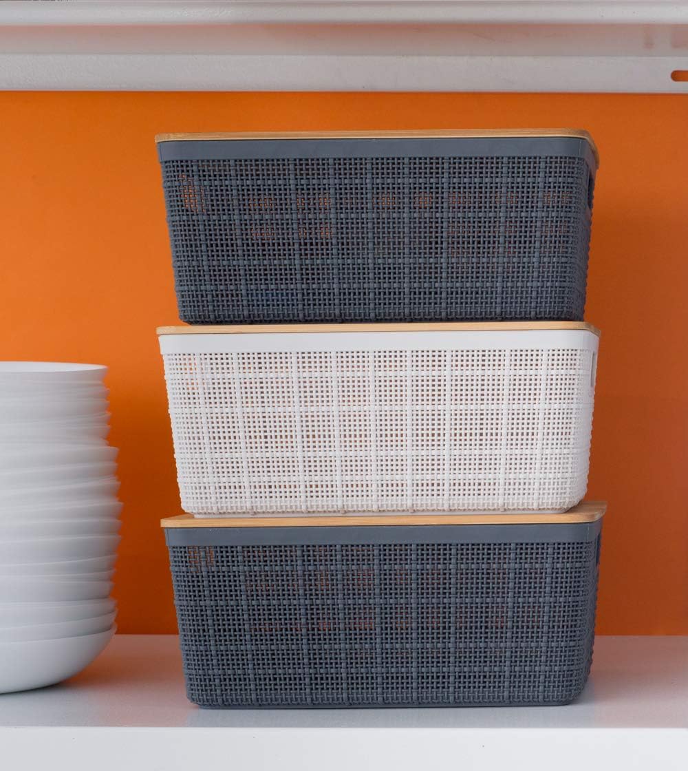 Caixa Organizadora Com Tampa de Bambu 4L – Oikos na Amazon