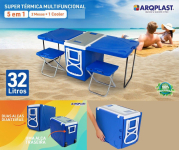 Caixa Super Térmica Multifuncional c/Rodinha e Alça 3×1 c/ 2 Mesas 32 Litros Arqplast na Amazon