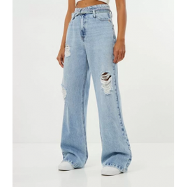 Calça Bluesteel Wide Leg Jeans com Cinto - Feminina na Lojas Renner