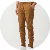 Calça Jogger Básica Em Sarja Com Bolso Cargo E Elástico Na Perna Marrom na Lojas Renner