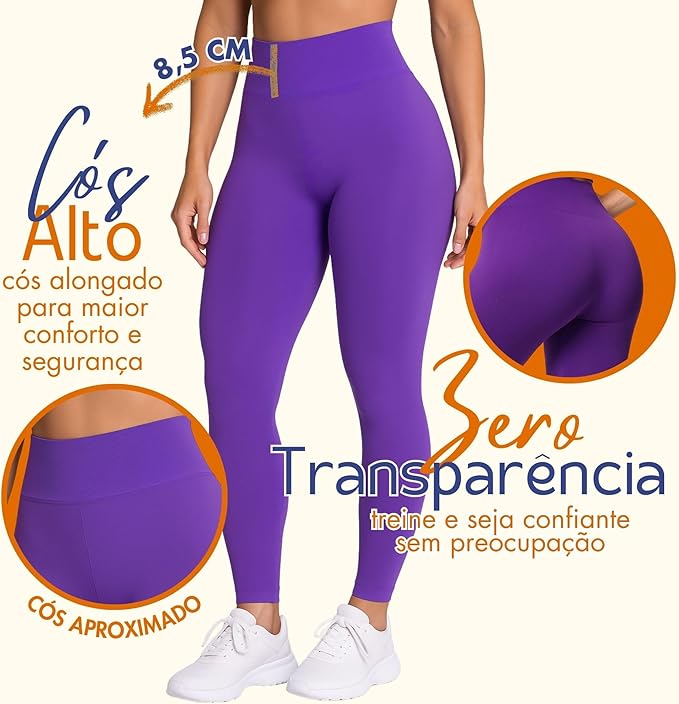 Calça Legging Academia Zero Transparências Sem Costura Cós Alto Microfibra Feminina Selene na Amazon