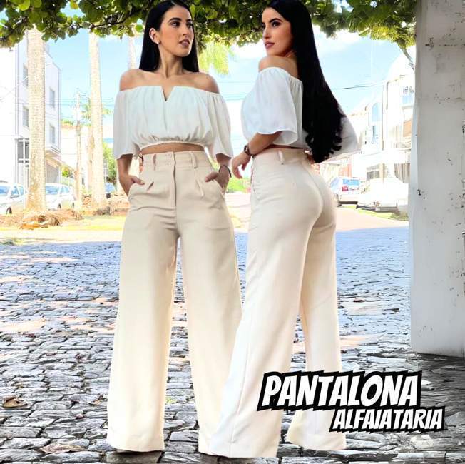 Calça Pantalona Alfaiataria Wide Leg Social Cintura Alta na Mercado Livre