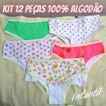 Calcinha Infantil Kit 12 Peças 100% Algodão na Amazon