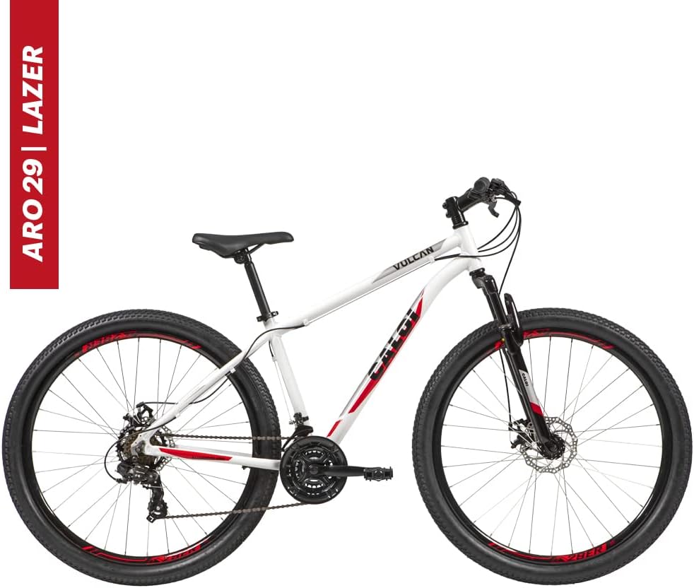 Caloi – Bicicleta Vulcan Aro 29, Câmbio Shimano 21 velocidades, Freio à disco na Amazon