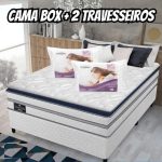 Cama Box Casal (Box + Colchão) Gazin de Mola – Ensacada 59cm de Altura + 2 Travesseiros Ortobom na Magazine Luiza