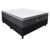 Cama Box Casal Colchão Molas Ensacadas 138x188x67cm Cinza / Preto Suporta Até 120kg Cinza / Branco na Casas Bahia