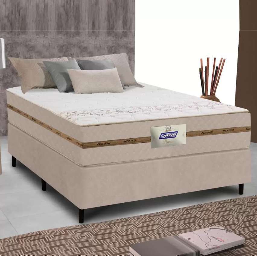 Cama Box Casal Colchão Molas Flora Bege 138x188x60cm – Gazin na Magazine Luiza