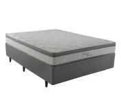 Cama Box Casal Herval Ômega com Pillow Top e Molas Ensacadas 60x138x188cm – Branco/Cinza na Casas Bahia