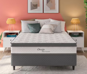 Cama Box Casal Herval Ômega com Pillow Top e Molas Ensacadas 60x138x188cm – Branco/Cinza na Casas Bahia