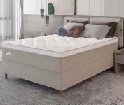 Cama Box Casal Umaflex Milão com Revestimento em Malha + Colchão com Euro Pillow e Molas Ensacadas 30x138x188cm – Bege e Branca na Casas Bahia