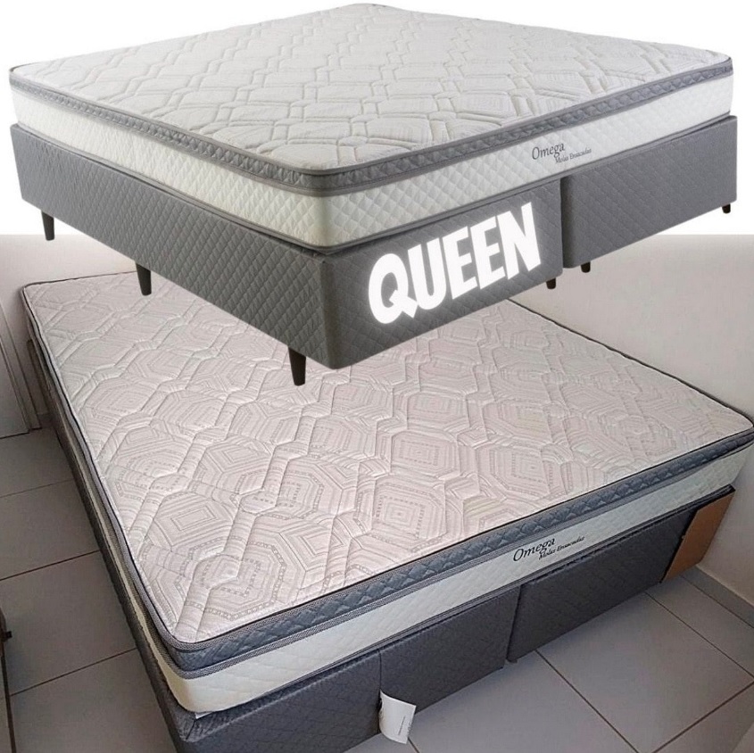 Cama Box Queen Size Herval Ômega com Pillow Top e Molas Ensacadas 61x158x198cm na Casas Bahia