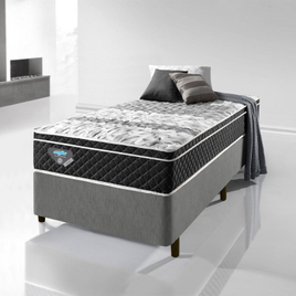 Cama Box Solteiro 88x188 Courino Linho Cinza com Colchão Mola Verticoil na MadeiraMadeira
