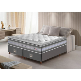 Cama Box Super King CAMA INBOX de Molas Ensacadas D33 com Pillow Top Cama In Select 193x203x71 Cinza na MadeiraMadeira