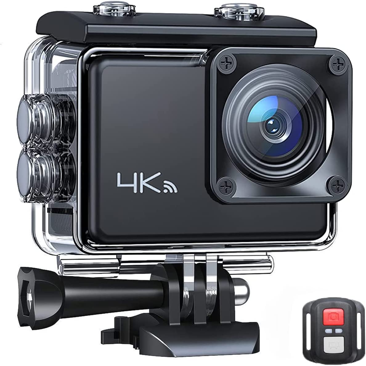 Câmera de ação 4K Câmera à prova d’água Subaquática de 20MP com EIS, Câmera Esportiva Grande Angular de 160° com Acessórios Compatíveis com Gopro, 2 Baterias na Amazon