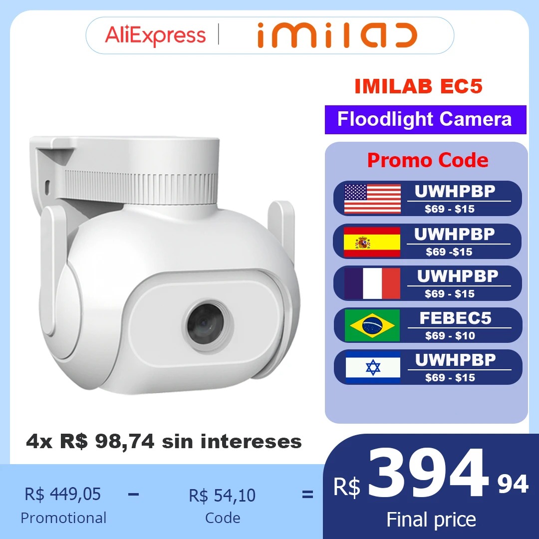 Câmera Imilab Ec5 2k 360º Visão Noturna, Rastreamento Humano,rastreamento humano de 360 °, mihome app, 2k (Versão Global) na Aliexpress