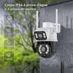 Câmera IP Sem Fio de Segurança Externa HD 3MP, Câmera de Visão Noturna Infravermelha WiFi, Dupla Lente Grande Angular, IP66 na Amazon