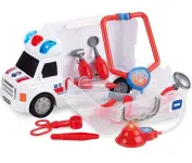 Caminhão de Primeiros Socorros – 9 acessórios – Emitem luzes e sons – Multikids na Amazon
