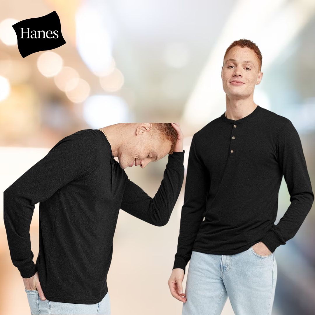 Camisa henley Hanes Henley masculino de manga comprida com mistura tripla da Originals, Hanes, Masculino na Amazon