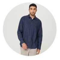 Camisa Jeans Masculina Manga Longa - Azul na Outlet Espaço Hering