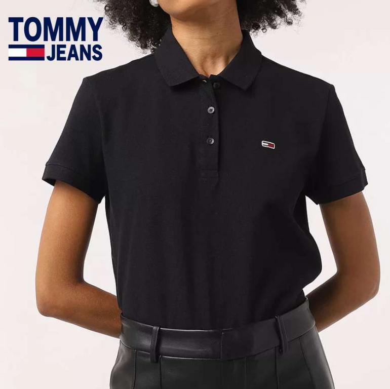 Camisa Polo Tommy Jeans Lisa Preta na Dafiti