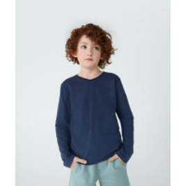 Camiseta Básica Infantil Menino Manga Longa Flamê De Decote V Hering Kids - Azul na Outlet Espaço Hering