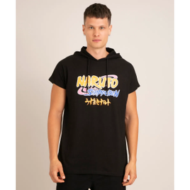camiseta de algodão naruto com capuz manga curta preta na C&A