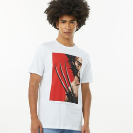Camiseta em Meia Malha Manga Curta com Estampa Wolverine Branco na Lojas Renner