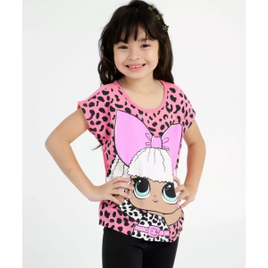 Camiseta Infantil Lol Manga Curta Estampa Boneca na Marisa