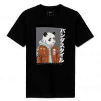 Camiseta Manga Curta Estampa Street Panda Preto na Lojas Renner