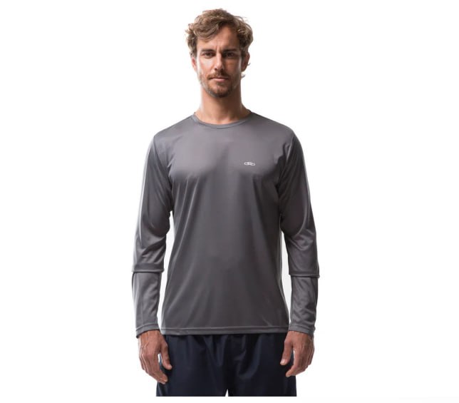 Camiseta Manga Longa Essential Olympikus Masculina Cinza – G na Olympikus