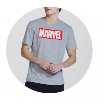 Camiseta Marvel Manga Curta Unissex - Cinza na Outlet Espaço Hering