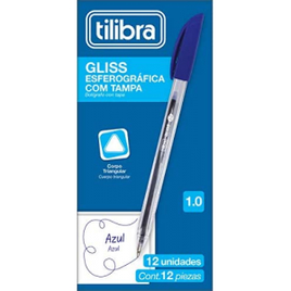 Caneta Esferográfica 1mm Tilibra Gliss Azul Caixa com 12 Unidades na Amazon