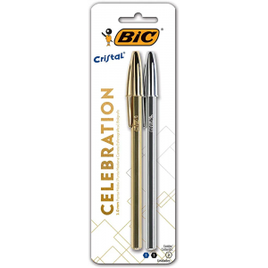 Caneta Esferográfica BIC Cristal Celebration Versão Premium 2 Cores 1 Azul e 1 Preta Ponta Média de 1.0mm 929806 na Amazon