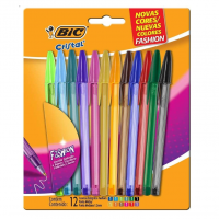 Caneta Esferográfica BIC Cristal Fashion, 12 Cores Vibrantes, Ponta Média De 1.2mm na Amazon