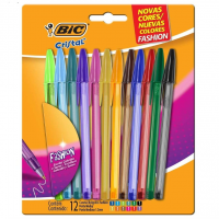 Caneta Esferográfica BIC Cristal Fashion, 12 Cores Vibrantes na Amazon
