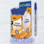 Caneta Esferográfica BIC Cristal Original Dura Mais, Azul, Ponta Média de 1.0mm,50 unidades na Amazon