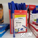 Caneta Esferográfica Trilux 032 Ponta Media 50 Unidades, Faber-Castell, Azul na Amazon