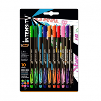 Caneta Hidrográfica BIC Intensity, 10 Cores Vivas, Ponta Ultra Fina De 0.4mm na Amazon