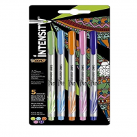 Caneta Hidrográfica BIC Intensity, 5 Cores Vibrantes, Ponta Média De 1.0mm na Amazon